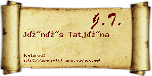 Jónás Tatjána névjegykártya